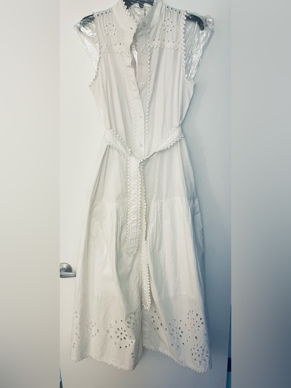 Avec Les Filles Eyelet BRODERIE ANGLAISE COTTON SHIRTDRESS Long Verizon M NWT